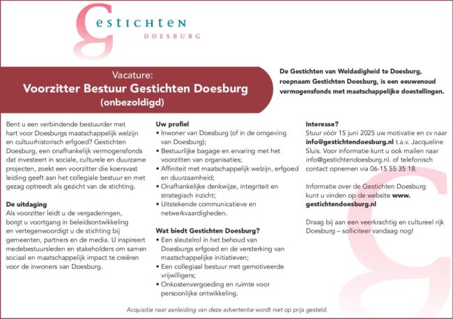 advertentie voorzitter 2025